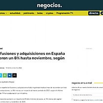 Las fusiones y adquisiciones en Espaa cayeron un 8% hasta noviembre, segn TTR